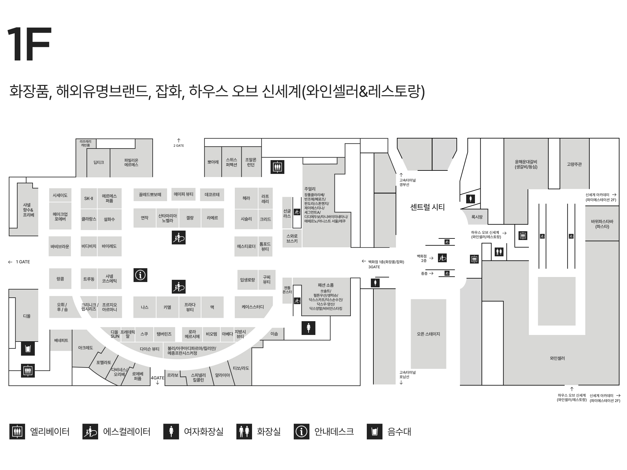 1F 화장품/해외유명브랜드/잡화  안내도 